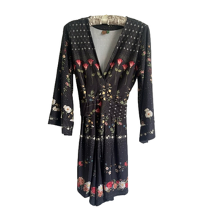 FARM Rio Black and Red Jumpsuit with V-Neckline